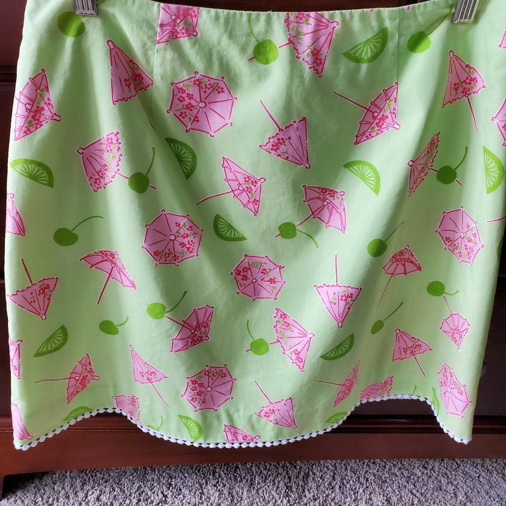 Vintage Lilly Pulitzer Singapore Sling Skirt Sz 10  Limes, Umbrellas & Cherries